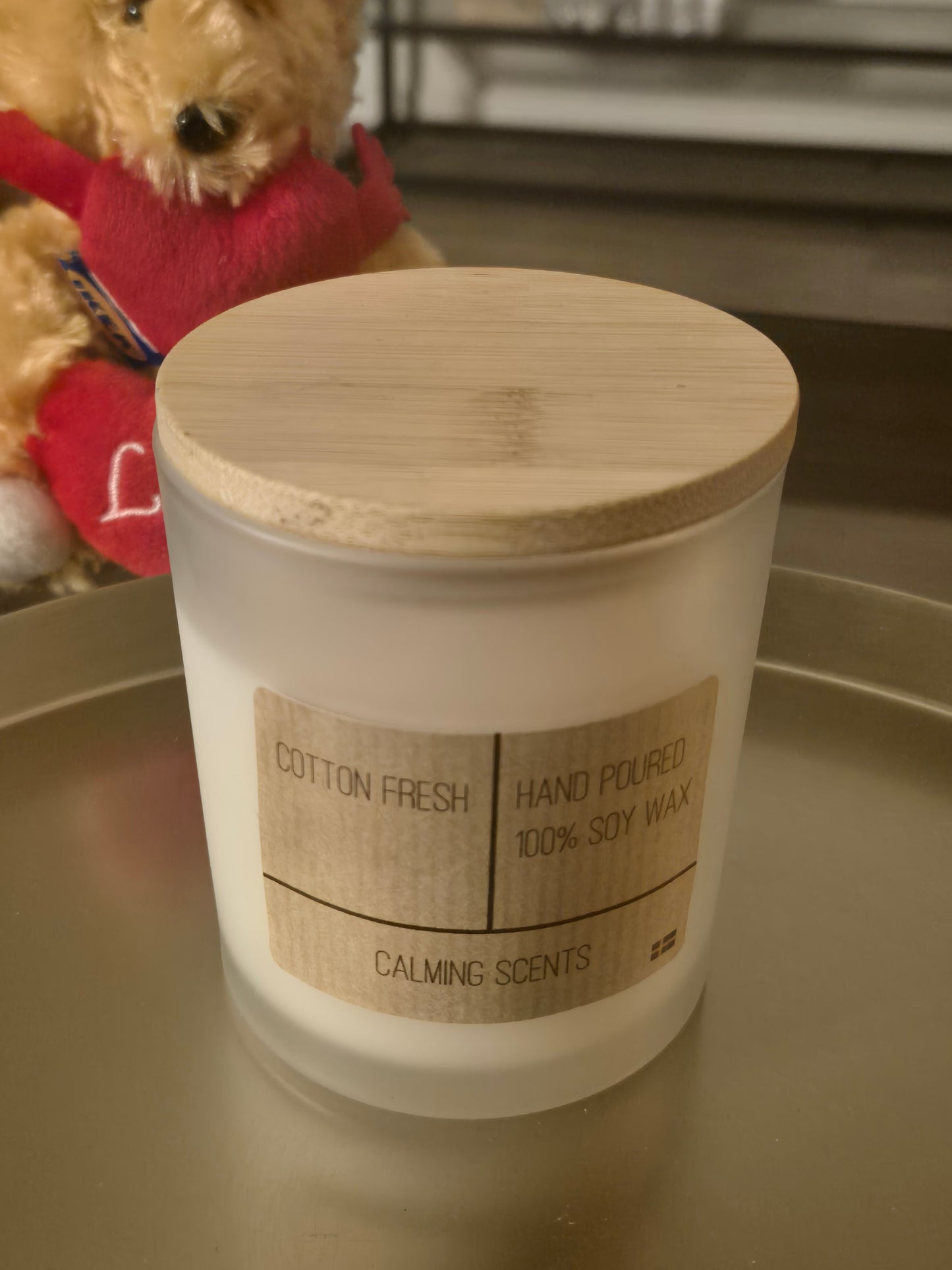 |Cotton fresh| Doftljus i frostat glas med doft av bomull